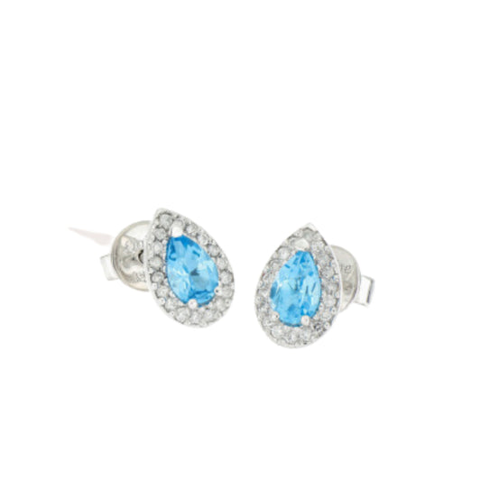 Aretes Gota Topacio Azul