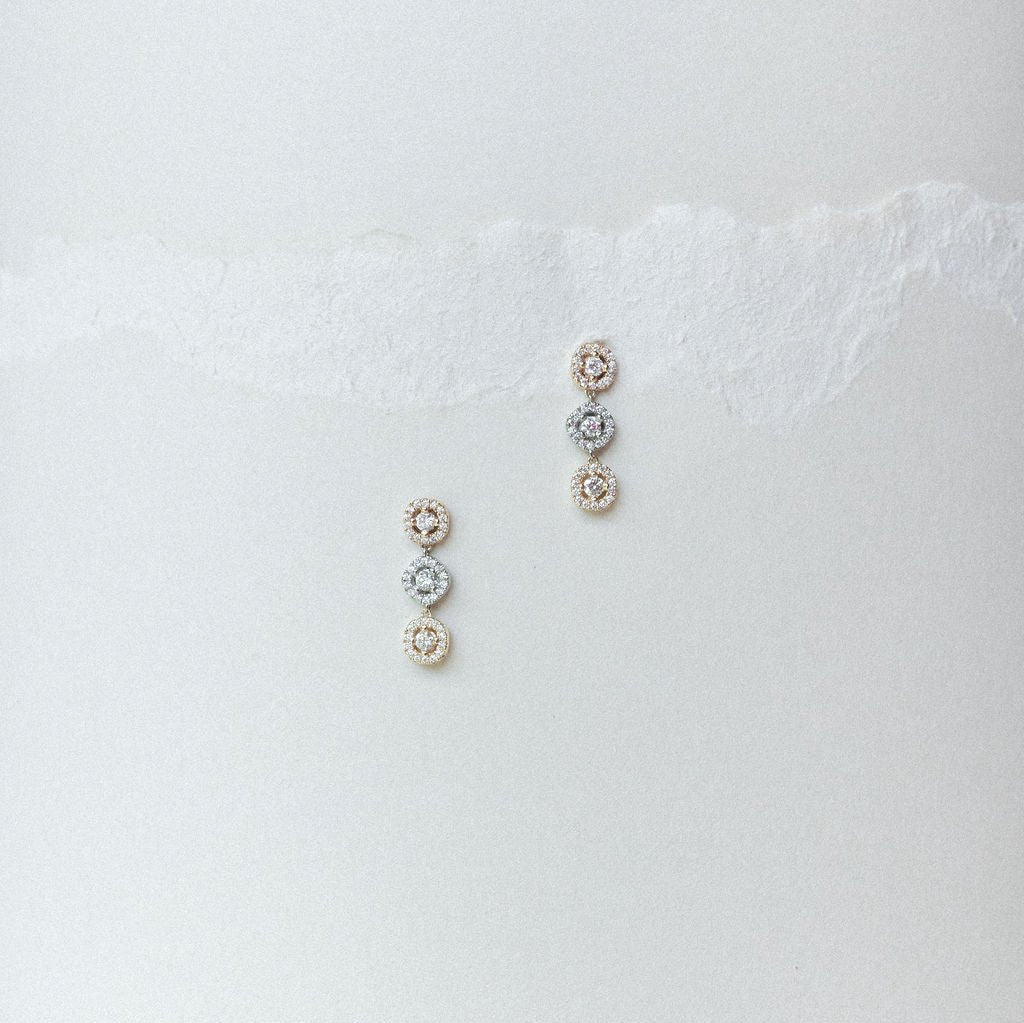 EARRINGS. DIAMONDS MOUNTED IN 14K WHITE AND YELLOW GOLD