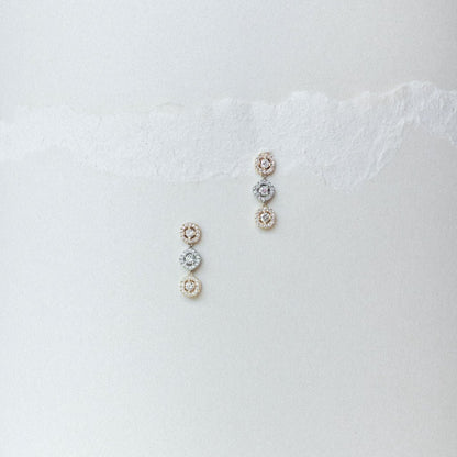 EARRINGS. DIAMONDS MOUNTED IN 14K WHITE AND YELLOW GOLD