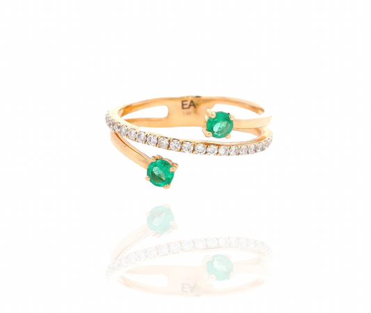 Double Emerald Hoop Ring