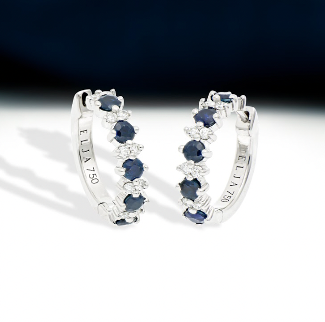 Aurora earrings with sapphires and white gold