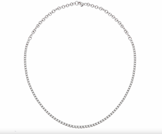 Tennis Necklace 100 Diamantes with Chain